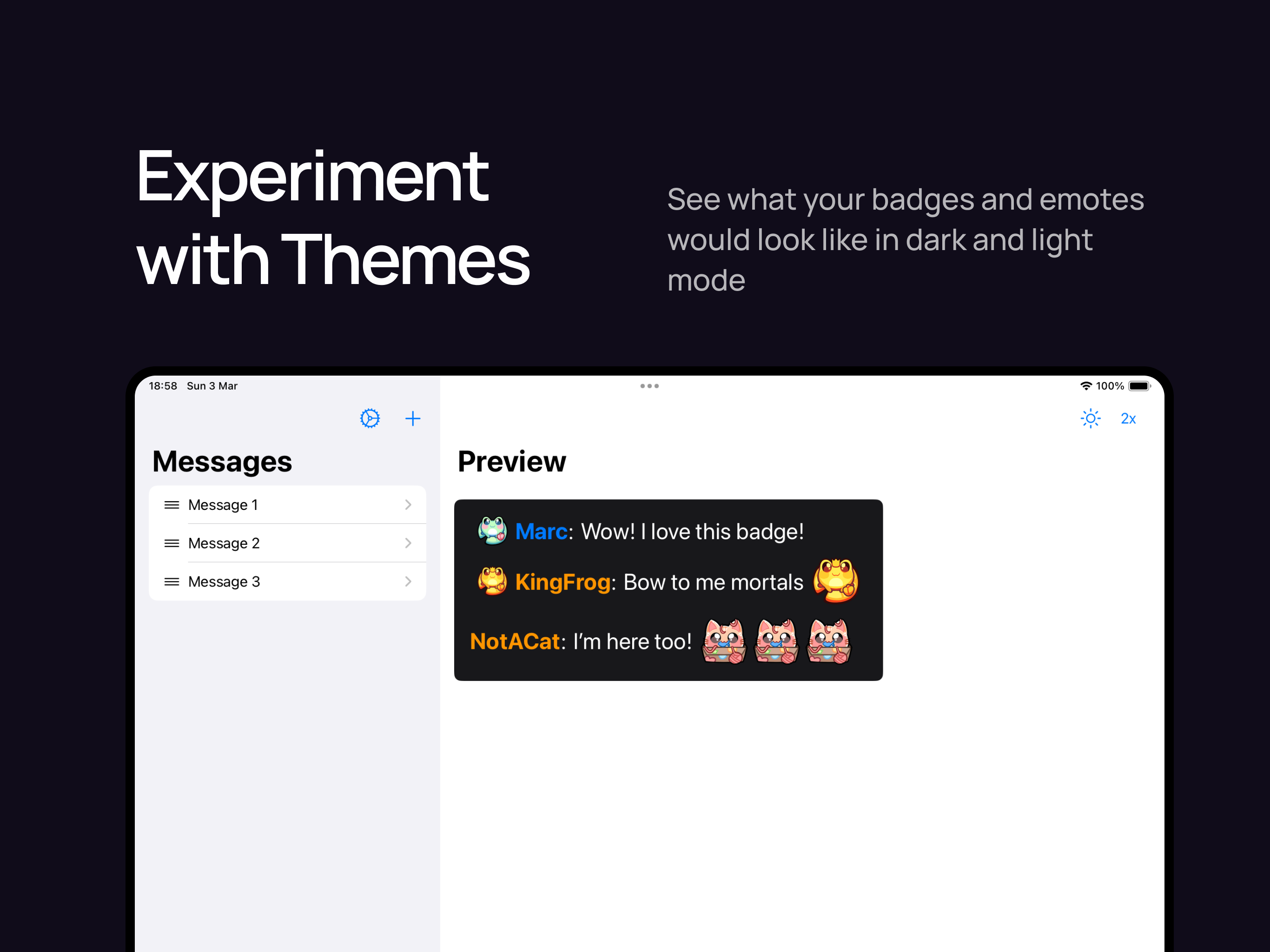 Screenshot of the Badger app, showing the ability to modify the preview messages
